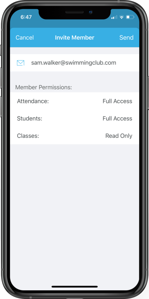 App screenshot featuring a team collaboration